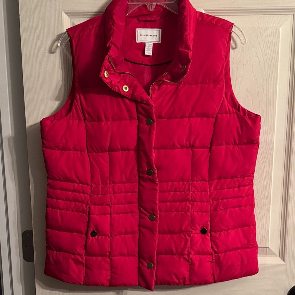 Charter Club Vibrant Red Puffer Vest